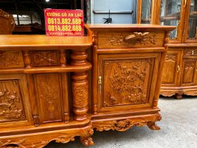Kệ tivi cột nho 2m8 gỗ gõ đỏ cánh đục Tứ Quý hàng dày (anh Vũ, Bạc Liêu) 16 kệ tivi mẫu đục tứ quý gỗ gõ đỏ cao cấp