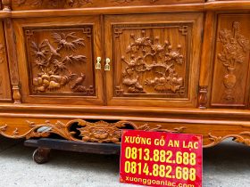 Kệ tivi cột nho 2m8 gỗ gõ đỏ cánh đục Tứ Quý hàng dày (anh Vũ, Bạc Liêu) 12 ke tivi cot nho con soc go go do vip 9