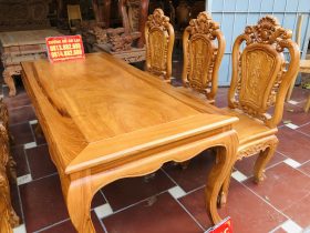 Bộ bàn ăn louis 6 ghế hồng hạt gỗ gõ đỏ cao cấp (Anh Xuân, Nghệ An) 20 Ban an 6 ghe hong hat go go do 1