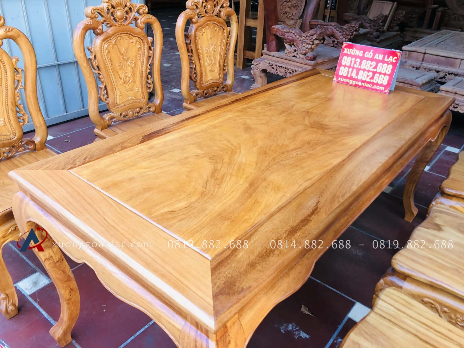 Bộ bàn ăn louis 6 ghế hồng hạt gỗ gõ đỏ cao cấp (Anh Xuân, Nghệ An) 36 Bàn ăn 6 ghế hồng hạt gỗ gõ đỏ