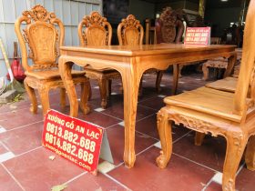 Bộ bàn ăn louis 6 ghế hồng hạt gỗ gõ đỏ cao cấp (Anh Xuân, Nghệ An) 27 Bàn ghế ăn gõ gõ đỏ nam phi cao cấp