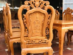 Bộ bàn ăn louis 6 ghế hồng hạt gỗ gõ đỏ cao cấp (Anh Xuân, Nghệ An) 24 ghế ăn hồng hạt gỗ gõ đỏ cao cấp