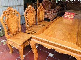 Bộ bàn ăn louis 6 ghế hồng hạt gỗ gõ đỏ cao cấp (Anh Xuân, Nghệ An) 33 Ban an 6 ghe hong hat go go do 3