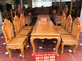 Bộ bàn ăn louis 6 ghế hồng hạt gỗ gõ đỏ cao cấp (Anh Xuân, Nghệ An) 21 Ban an 6 ghe hong hat go go do 9
