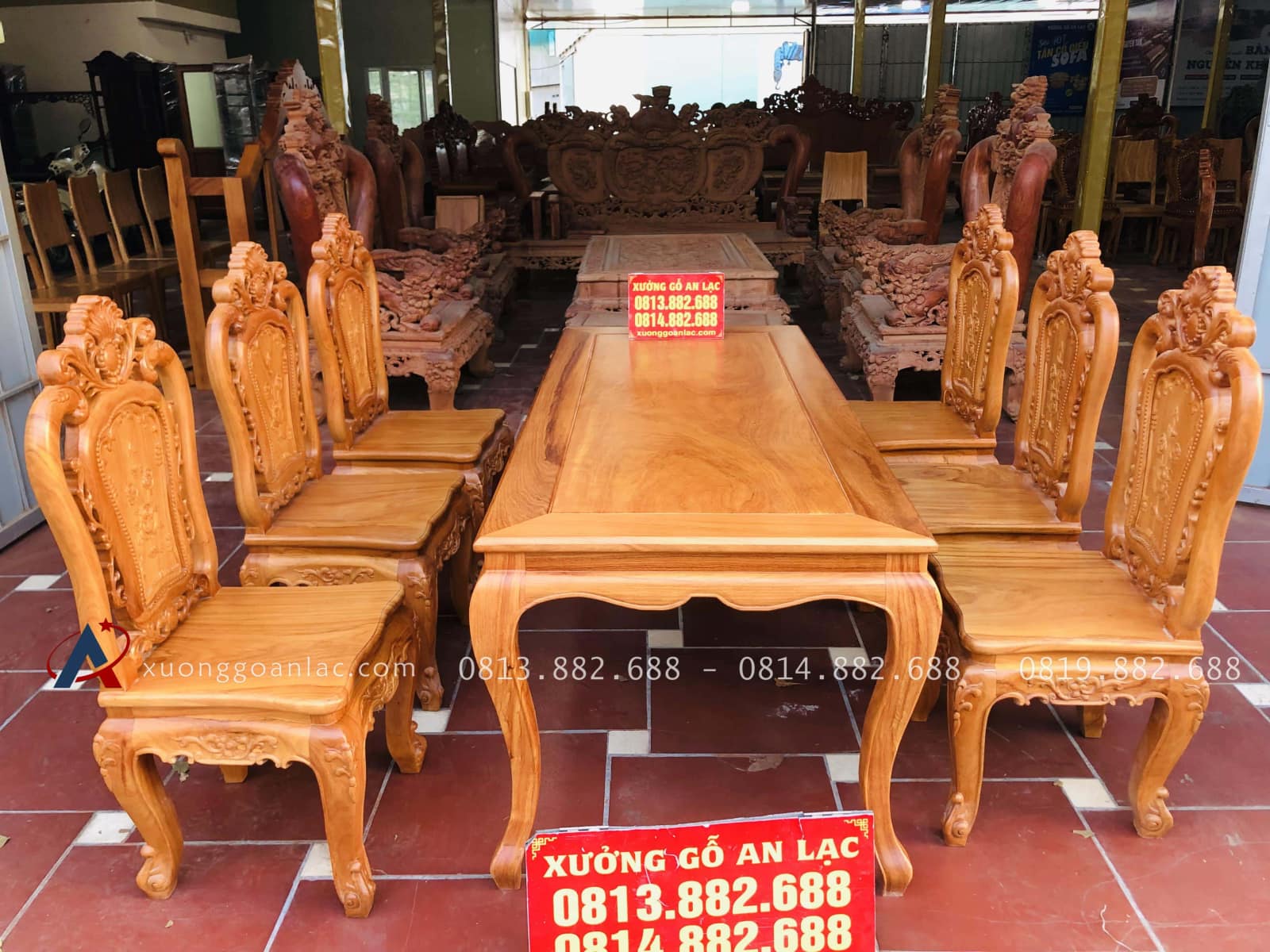 Bộ bàn ăn louis 6 ghế hồng hạt gỗ gõ đỏ cao cấp (Anh Xuân, Nghệ An) 5 Bộ bàn ăn louis 6 ghế hồng hạt gỗ gõ đỏ cao cấp (Anh Xuân, Nghệ An) - Ảnh 5