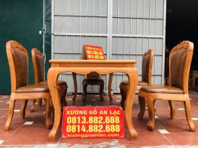 Bộ bàn ăn louis 5 ghế gõ đỏ bọc đệm da bò nhập khẩu Italia (Anh Hải, Ninh Bình) 37 Ban an luois vs 5 ghe go do boc dem da bo nhap khau 19