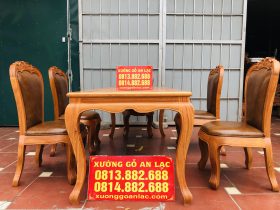 Bộ bàn ăn louis 5 ghế gõ đỏ bọc đệm da bò nhập khẩu Italia (Anh Hải, Ninh Bình) 49 Ban an luois vs 5 ghe go do boc dem da bo nhap khau 20