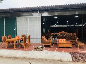 Bộ bàn ăn louis 5 ghế gõ đỏ bọc đệm da bò nhập khẩu Italia (Anh Hải, Ninh Bình) 29 Ban an luois vs 5 ghe go do boc dem da bo nhap khau 23