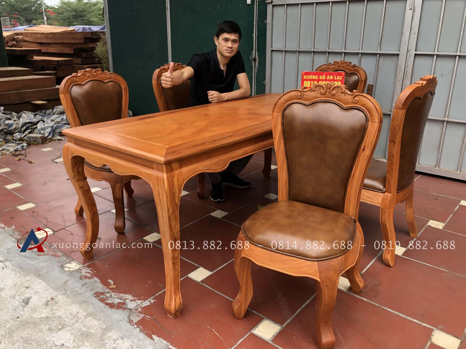 Ghế Louis bọc đệm da bò nhập khẩu Italia 30 bàn ghế ăn louis gõ gõ đỏ bọc đệm da bò nhập khẩu cao cấp