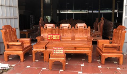 Bộ Âu Á chương voi trơn 6 món gỗ hương đá