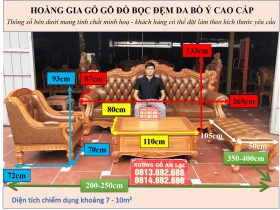 Bộ sofa tân cổ điển Hoàng Gia bọc đệm da bò nhập khẩu Italia (anh Hải, Ninh Bình) 15 Kích thước Bộ sofa tân cổ điển Hoàng Gia bọc đệm da bò nhập khẩu Italia