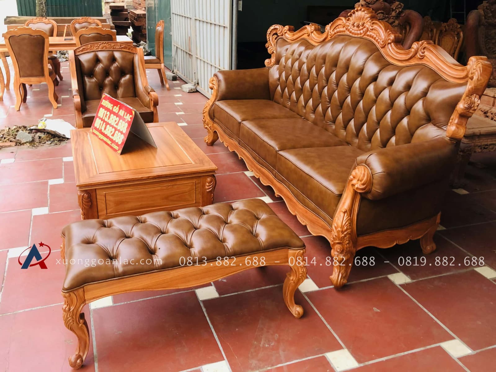 Bộ sofa tân cổ điển Hoàng Gia bọc đệm da bò nhập khẩu Italia (anh Hải, Ninh Bình) 38 bàn ghế sofa bọc đệm sang trong đẳng cấp