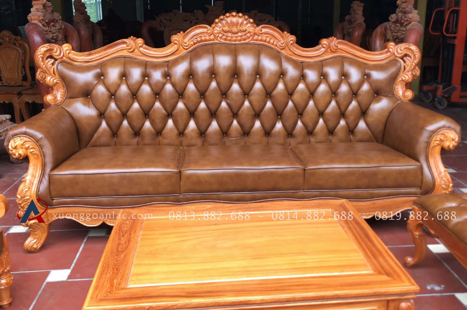 Bộ sofa tân cổ điển Hoàng Gia bọc đệm da bò nhập khẩu Italia (anh Hải, Ninh Bình) 30 sofa bọc đệm da bò nhập khẩu cao cấp