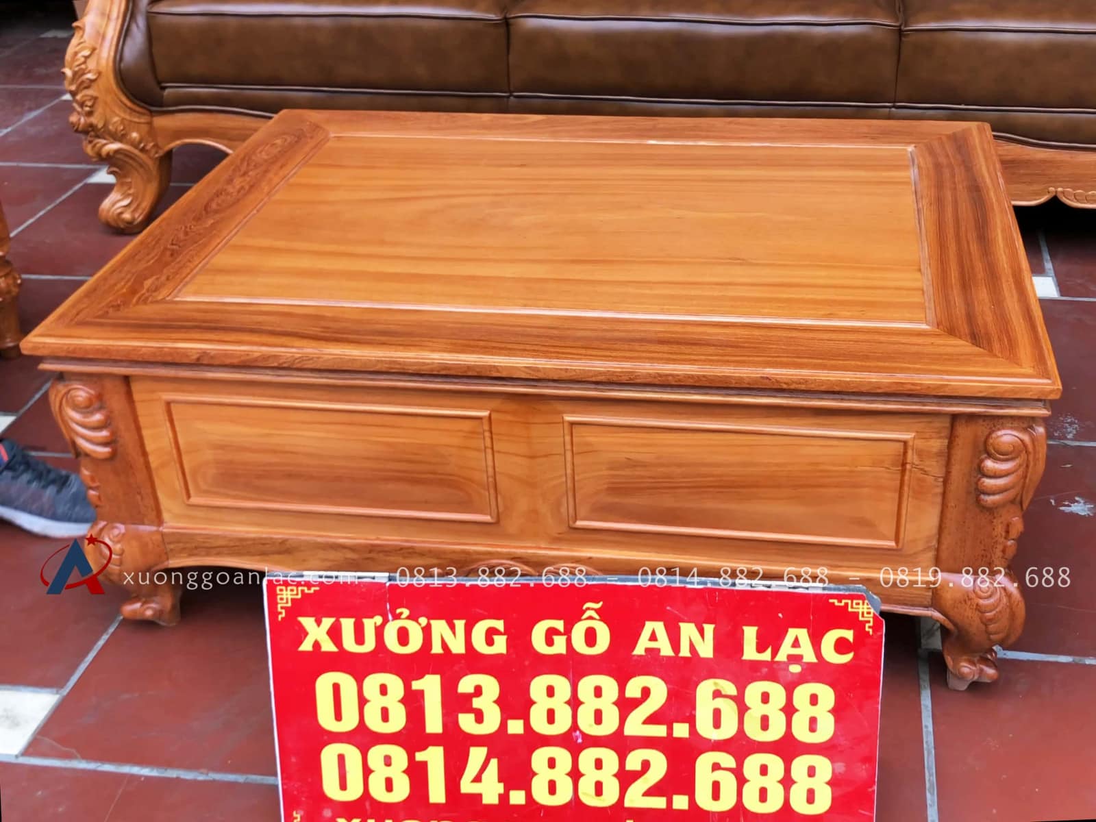 Bộ sofa tân cổ điển Hoàng Gia bọc đệm da bò nhập khẩu Italia (anh Hải, Ninh Bình) 33 bàn ghế sofa gỗ gõ đỏ cao cấp