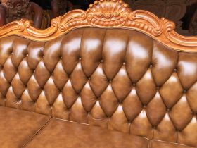 Bộ sofa tân cổ điển Hoàng Gia bọc đệm da bò nhập khẩu Italia (anh Hải, Ninh Bình) 24 bàn ghế sofa bọc đệm da bò sang trọng