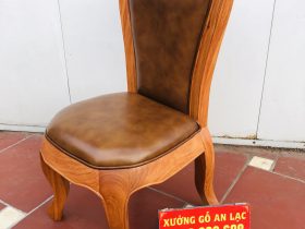 Ghế Louis bọc đệm da bò nhập khẩu Italia 18 ghế gỗ gõ đỏ bọc da