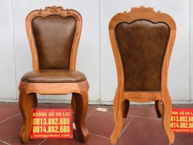 ghế gõ đỏ bọc da bò thật cao cấp