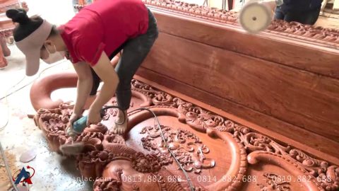 Giới thiệu xưởng 6 Quá trình trà lu đánh bóng gỗ tại xưởng