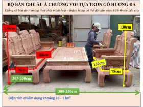 KÍCH THƯỚC BỘ BÀN GHẾ ÂU Á CHƯƠNG VOI TỰA TRƠN GỖ HƯƠNG ĐÁ
