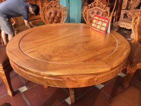 Bộ bàn ăn tròn 1m37 với 6 ghế louis bọc đệm mẫu có tay gỗ gõ đỏ (Anh Bình, Hải Phòng) 19 bàn ăn tròn gỗ gõ đỏ cao cấp