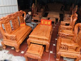 Bộ Minh Quốc voi tài lộc lá sen 6 món hương đá tay 12 chân 14