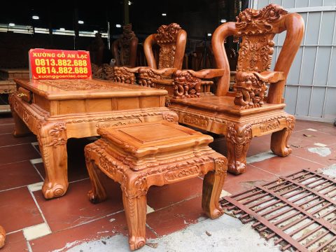 Bàn ghế minh quóc voi lá sen gỗ hương đá cao cấp
