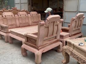 bàn ghế phòng khách gỗ hương đá 6 món cao cấp