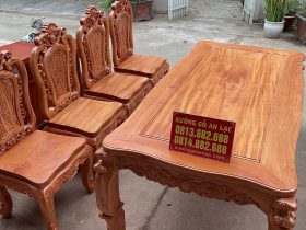 Bộ bàn ăn hoàng gia louis 8 ghế hồng hạt gỗ hương đá cao cấp (Bác Hòa, Lâm Đồng) 26 Bo ban an louis 8 ghe hong hat go huong da cao cap 10