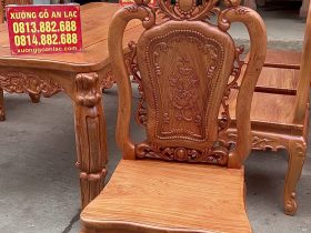 Bộ bàn ăn hoàng gia louis 8 ghế hồng hạt gỗ hương đá cao cấp (Bác Hòa, Lâm Đồng) 29 ghế ăn mẫu hồng hạt đục hai mặt