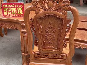 Bộ bàn ăn hoàng gia louis 8 ghế hồng hạt gỗ hương đá cao cấp (Bác Hòa, Lâm Đồng) 31 ghế louis đục 2 mặt