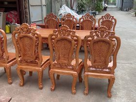 Bộ bàn ăn hoàng gia louis 8 ghế hồng hạt gỗ hương đá cao cấp (Bác Hòa, Lâm Đồng) 17 Bo ban an louis 8 ghe hong hat go huong da cao cap 4