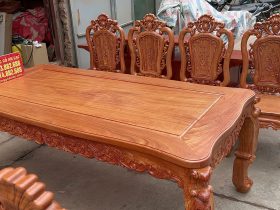 Bộ bàn ăn hoàng gia louis 8 ghế hồng hạt gỗ hương đá cao cấp (Bác Hòa, Lâm Đồng) 23 Bo ban an louis 8 ghe hong hat go huong da cao cap 5