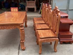 Bộ bàn ăn hoàng gia louis 8 ghế hồng hạt gỗ hương đá cao cấp (Bác Hòa, Lâm Đồng) 25 Bo ban an louis 8 ghe hong hat go huong da cao cap 6