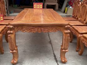Bộ bàn ăn hoàng gia louis 8 ghế hồng hạt gỗ hương đá cao cấp (Bác Hòa, Lâm Đồng) 24 Bàn ăn gỗ hương đá siêu vip