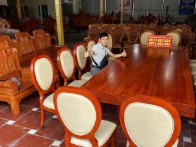 Bộ bàn ăn nguyên khối siêu khủng và 16 ghế ăn giọt lệ (Anh Quảng, Thái Bình) 39 Bo ban an nguyen khoi sieu khung va 16 ghe an giot le 18