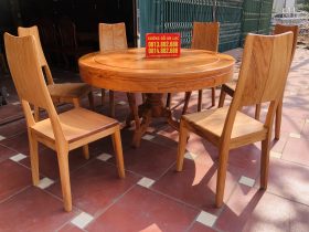 Bộ bàn ăn tròn 6 ghế hiện đại tựa trơn gỗ gõ đỏ (Anh Hải, Hà Nội) 18 Bàn ăn tròn 6 ghế hiện đại tựa trơn gỗ gõ đỏ