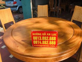 Bộ bàn ăn tròn 6 ghế hiện đại tựa trơn gỗ gõ đỏ (Anh Hải, Hà Nội) 22 Bo ban an tron 6 ghe hien dai go go do 7