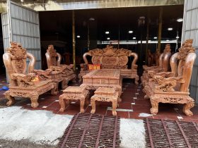 bộ bàn ghế phòng khách mẫu minh quốc nghê đỉnh phượng cột 16 đẳng cấp