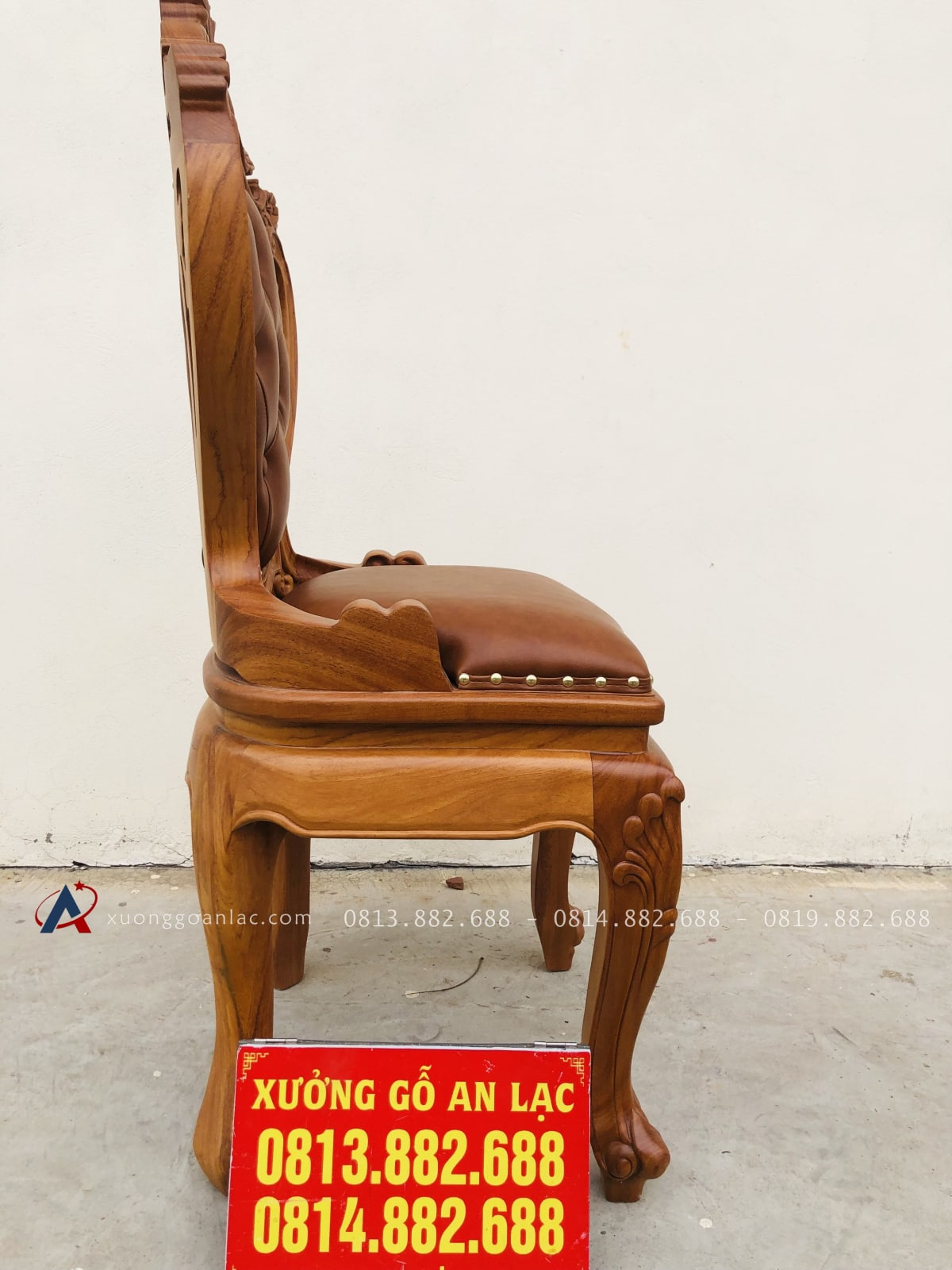 Ghế louis có tay bọc đệm gỗ gõ đỏ 4 ghế ăn có tay
