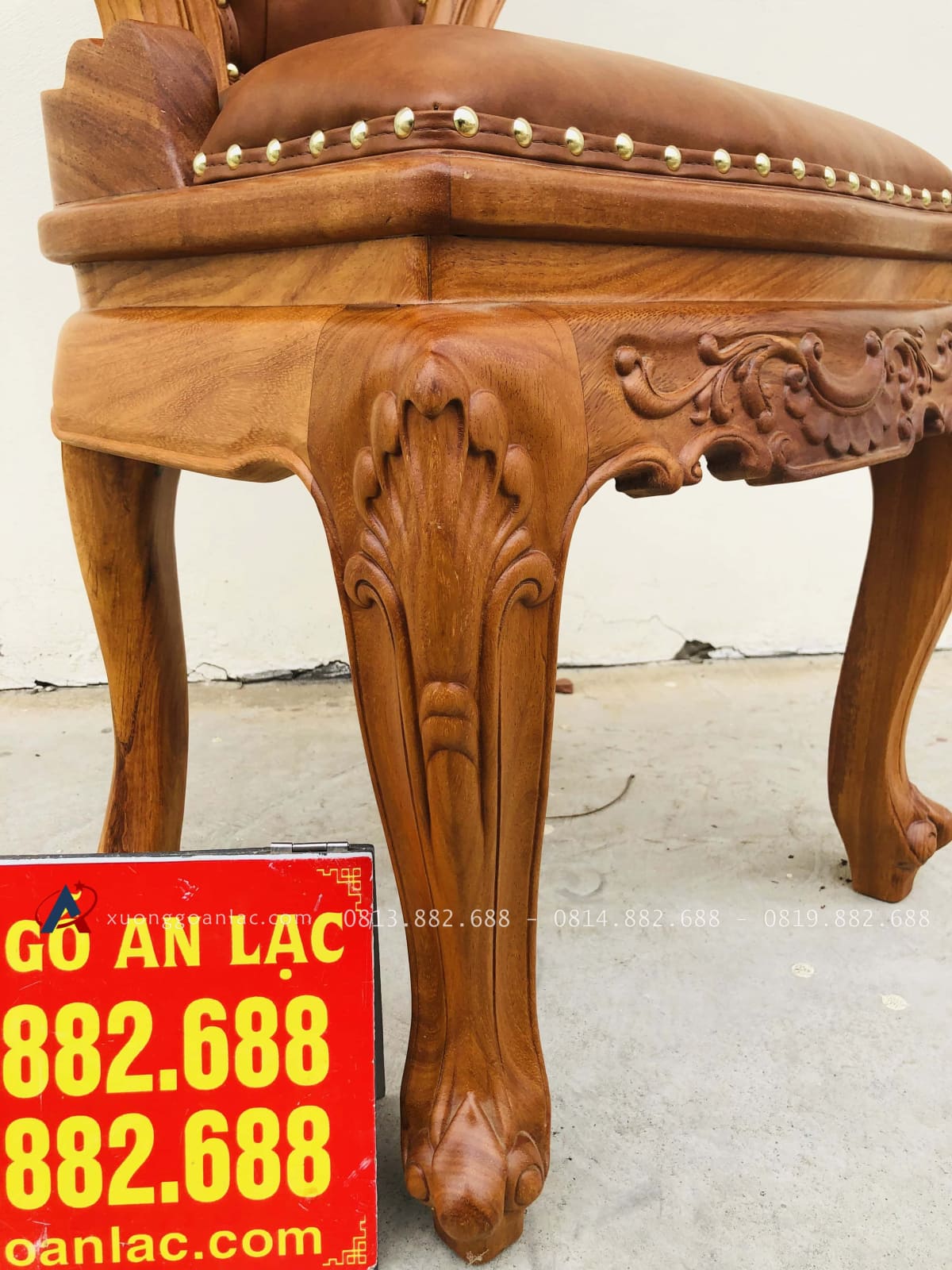 Ghế louis có tay bọc đệm gỗ gõ đỏ 21 Ghế ăn louis bọc đệm gỗ gõ đỏ