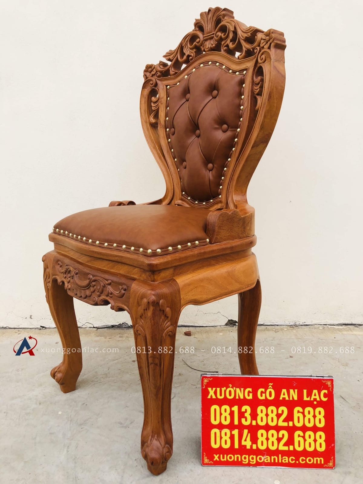 Ghế louis có tay bọc đệm gỗ gõ đỏ 2 ghế ăn louis gỗ gõ đỏ có tay