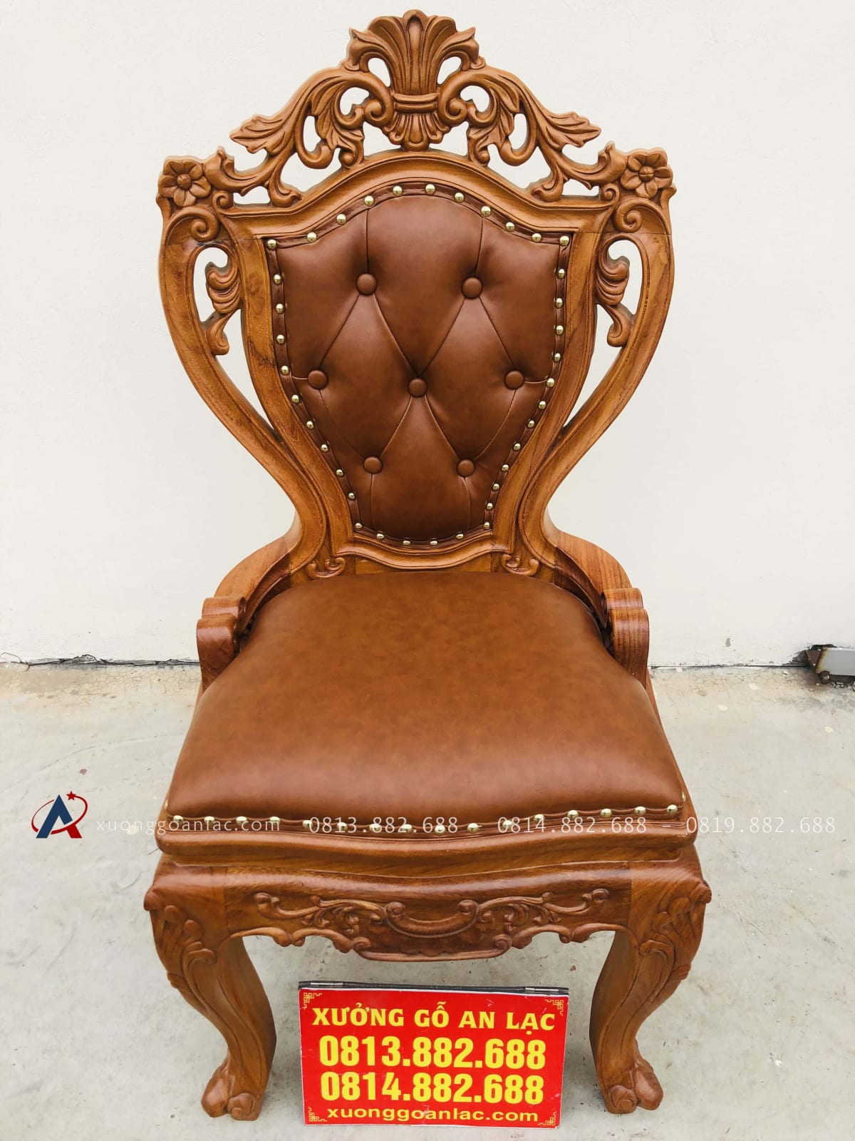 Ghế louis có tay bọc đệm gỗ gõ đỏ 6 ghế louis gỗ gõ bọc đệm