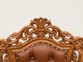 Ghế louis có tay bọc đệm gỗ gõ đỏ 29 ghế louis hoa lá tây