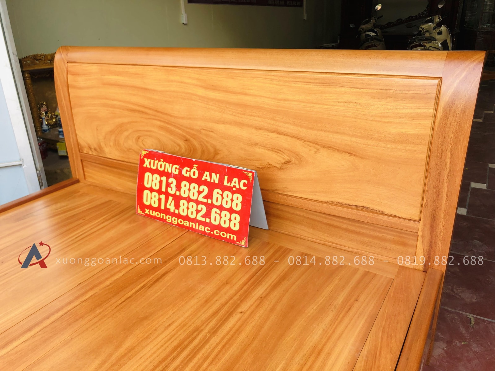 Giường 2m x 2m2 trơn hoàn thiện màu gõ sáng 6 Giường 2m x 2m2 trơn hoàn thiện màu gõ sáng - Ảnh 6
