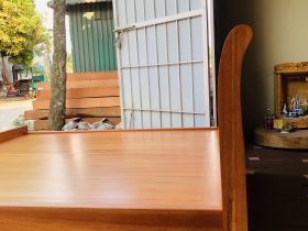 Giường 2m x 2m2 trơn hoàn thiện màu gõ sáng 25 Giuong ngu 1m8x2m mau tron go go do 5