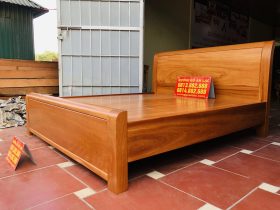 Giường 2m x 2m2 trơn hoàn thiện màu gõ sáng 14 Giường ngủ 1m8x2m mẫu trơn gỗ gõ đỏ CAO CẤP