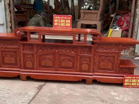 Nội thất phòng khách 35 Kệ tivi sừng trâu 2m4 gỗ hương đá