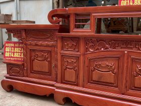 Kệ tivi sừng trâu 2m4 gỗ hương đá của (Chị Hằng, Hưng Yên) 12 kệ tivi gỗ hương đá tự nhiên cao cấp