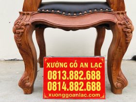 ghế ăn hoàng gia gỗ hương đá bọc đệm da cao cấp