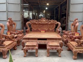 bàn ghế minh quốc nghê 10 món gỗ hương đá tay 14 chân 14 (2)